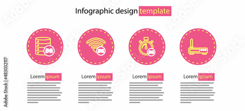 Set line Digital speed meter 5G, Router and wi-fi signal, network and Server icon. Vector