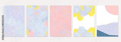 テクスチャのあるパステル背景フレームセット 5種