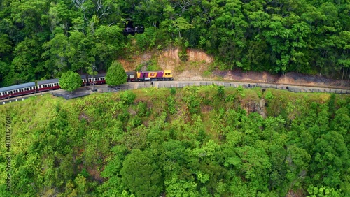 Aerial View Of Kuranda Railway In Australia - drone shot photo