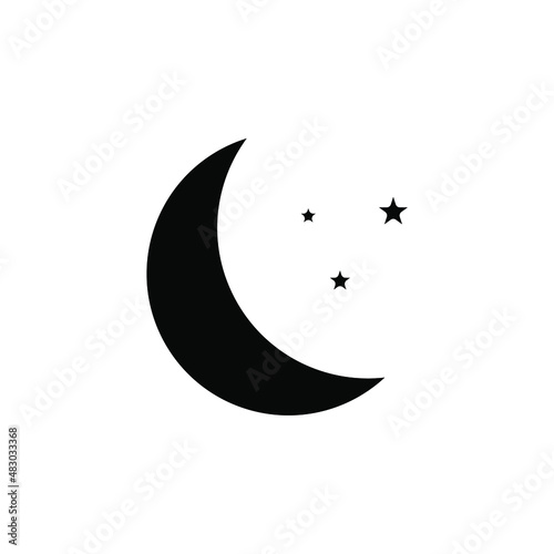 Moon, Night, Moonlight, Midnight Solid Icon Vector Illustration Logo Template. Suitable For Many Purposes.