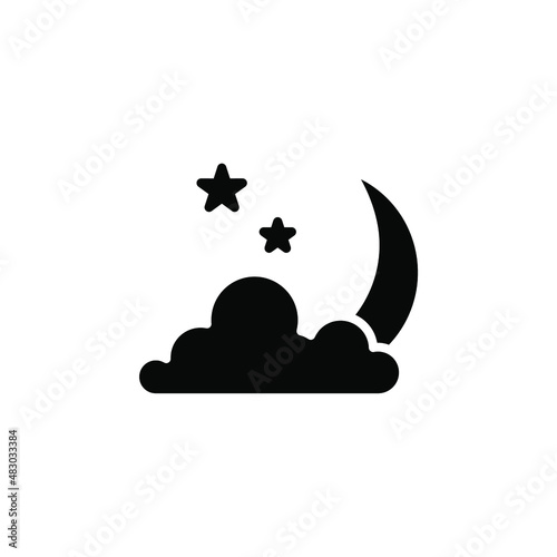 Moon, Night, Moonlight, Midnight Solid Icon Vector Illustration Logo Template. Suitable For Many Purposes.