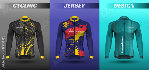 Premium vector cycling jersey collection design with abstract texture