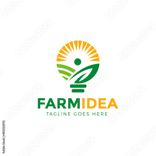 smart idea agriculture logo, farming logo design vector illustration