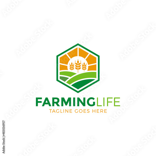 agriculture logo, farming logo design vector illustration