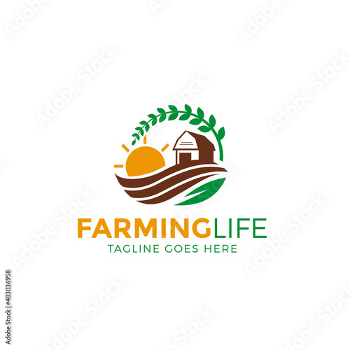 agriculture logo  farming live logo design vector illustration