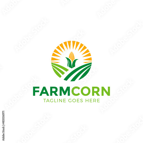 farming corn logo, agriculture logo design vector illustration