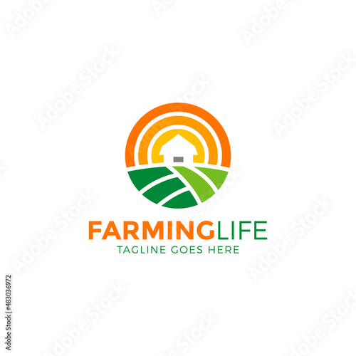 agriculture logo, farming live logo design vector illustration