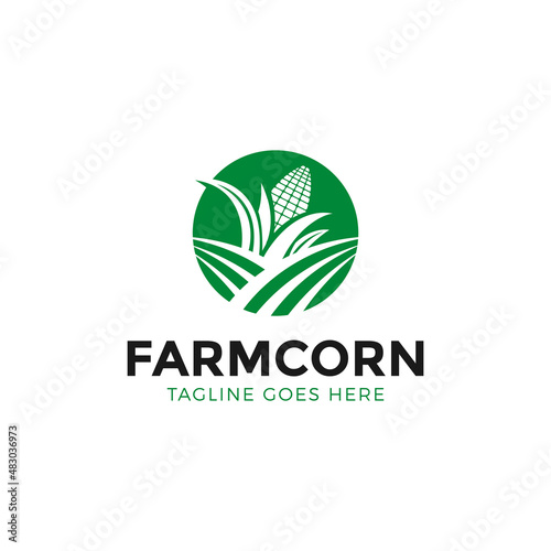 farming corn logo, agriculture logo design vector illustration
