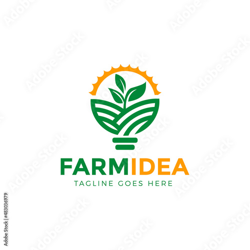 smart idea agriculture logo, farming logo design vector illustration