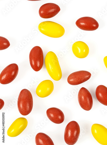 glazed peanuts isolated on white background