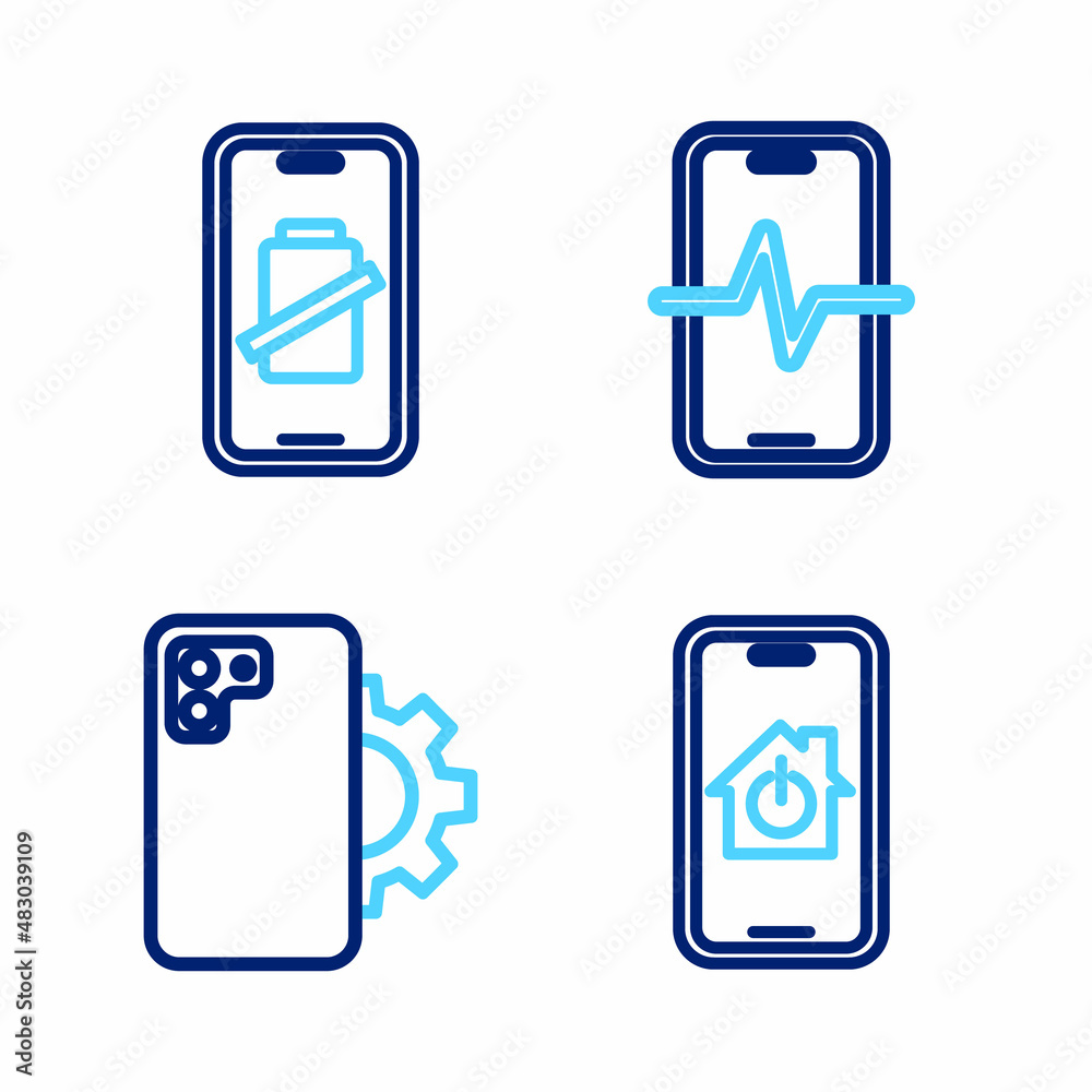 Set line Mobile with smart home, Phone repair service, and Smartphone battery charge icon. Vector Set line Mobile with smart home, Phone repair service, and Smartphone battery charge icon. Vector
