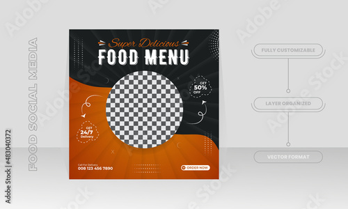 Food menu social media promotion and instagram post banner template