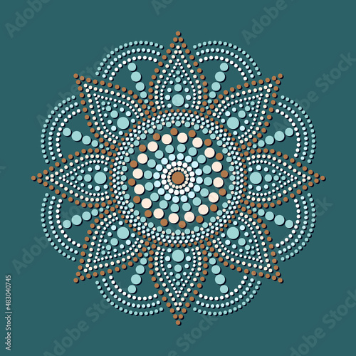 Vector dot painting mandalas. Aboriginal style of dot painting. Floral motif.