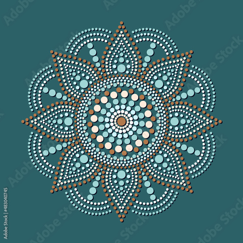 Vector dot painting mandalas. Aboriginal style of dot painting. Floral motif.