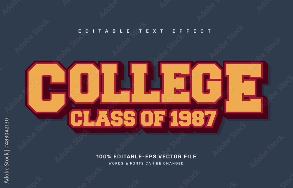 College editable text effect template