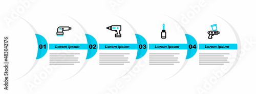 Set line Paint spray gun, Screwdriver, Electric cordless screwdriver and sander icon. Vector