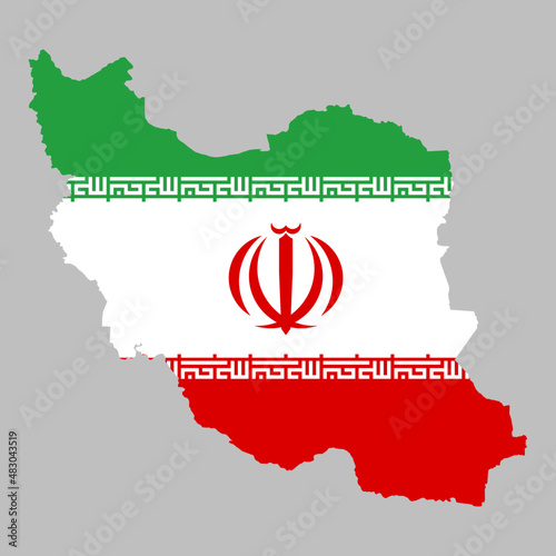 Iran flag inside the Iranian map borders vector illustration 