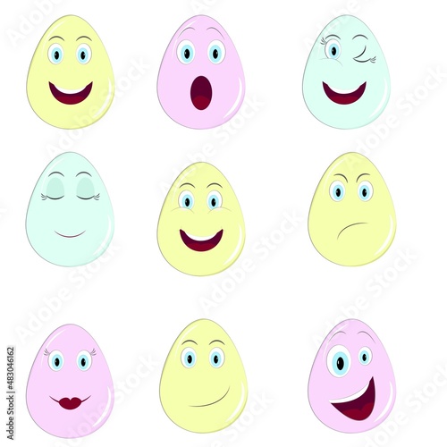 Easter eggs. Emotions on Easter eggs. Holiday. Easter decorations.