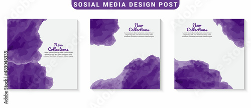 watercolor background social media post template. for beauty, fashion, cosmetics. vector illustration