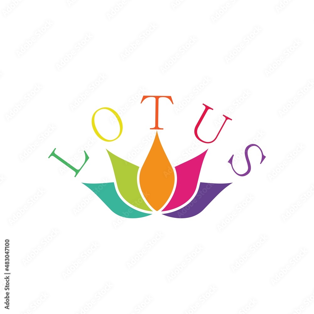 Lotus Yoga Logo Design Colorful icon isolated on white background Lotus Yoga Logo Design Colorful icon isolated on white background