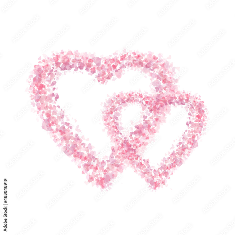 Valentine's Day background with two love pink hearts .
