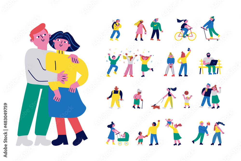 Fototapeta premium Cartoon People vector set. Couple