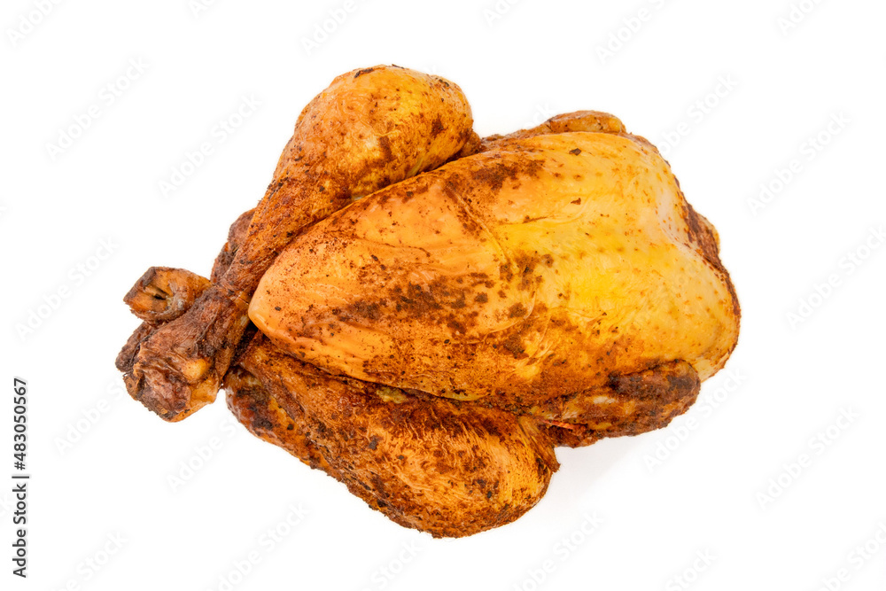 whole roasted chicken on white background whole roasted chicken on white background