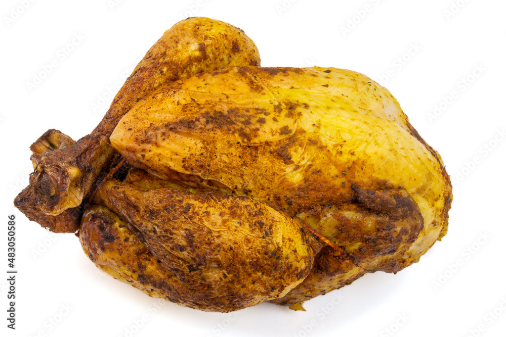 whole roasted chicken on white background whole roasted chicken on white background
