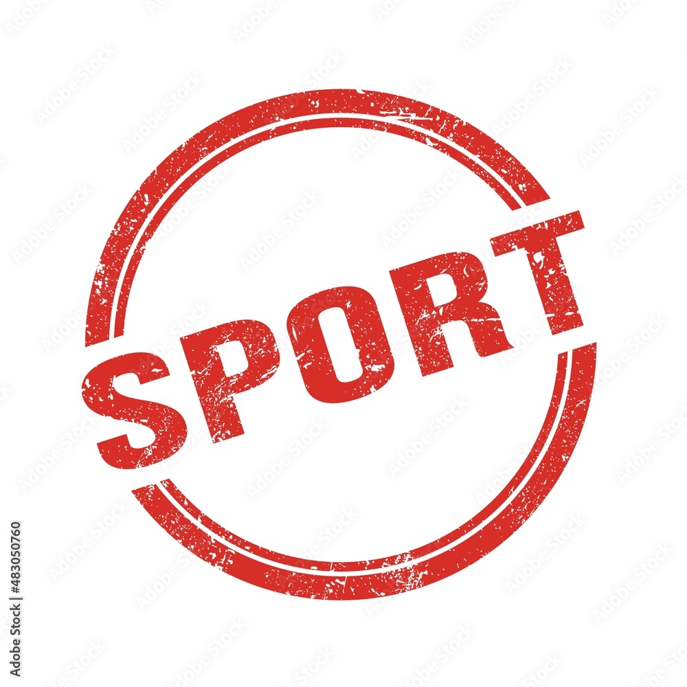 SPORT text written on red grungy round stamp. SPORT text written on red grungy round stamp.