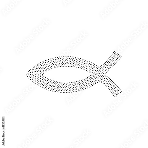 Dotted Christian symbol, Jesus fish icon isolated on white background. Stock vector illustration isolated on white background.