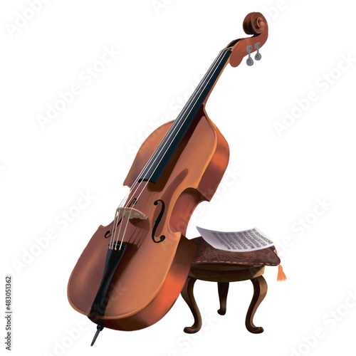 Cantrobass illustration with sheet music