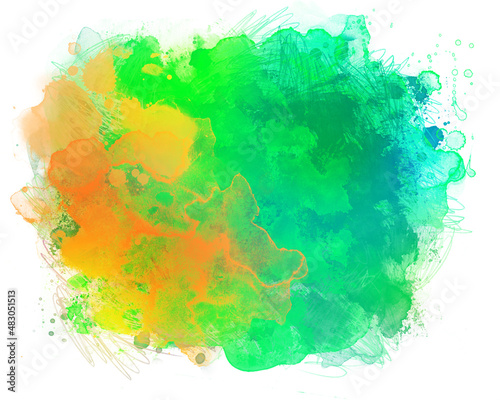 Abstract artistic beautiful colorful bright watercolor spot hand painted back...