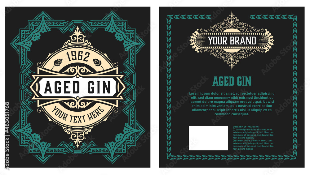 Fototapeta premium Whiskey label with old frames