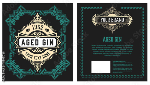 Whiskey label with old frames