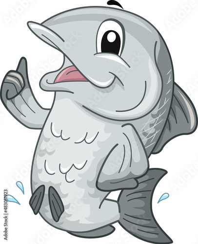 Mascot Salmon Okay Sign Ill...