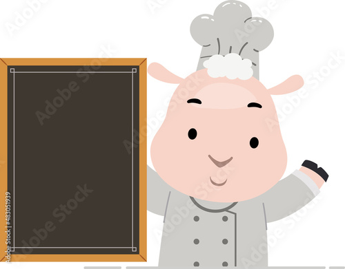 Mascot Sheep Chef Menu Boar...
