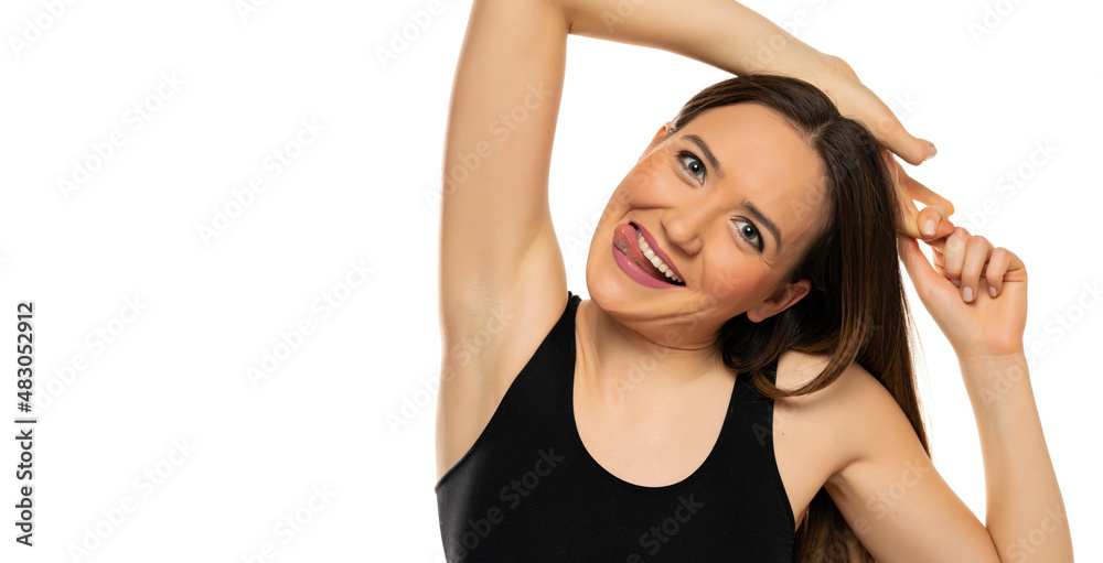 Potrait of young happy joyful woman Potrait of young happy joyful woman