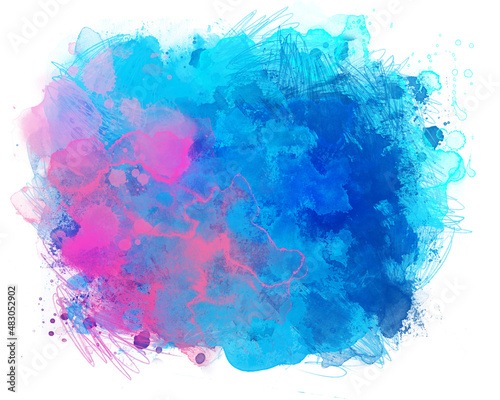 Abstract artistic beautiful colorful bright watercolor spot hand painted back...
