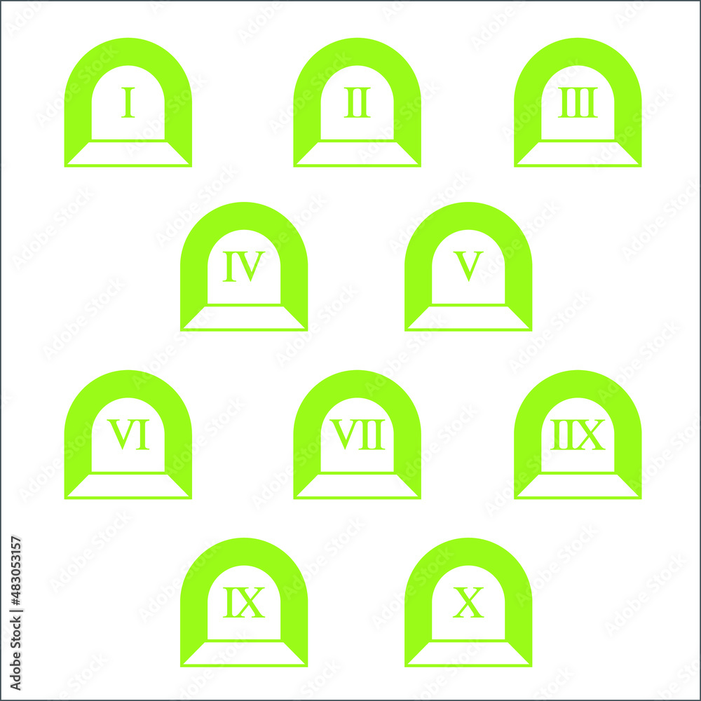 Colorful info-graphic roman numbers can be use to create presentation. Bullet points roman numbers one to ten. Oval shape vector numbers. Colorful info-graphic roman numbers can be use to create presentation. Bullet points roman numbers one to ten. Oval shape vector numbers.