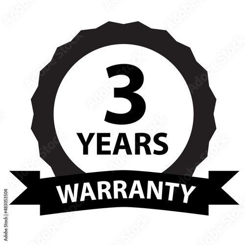 3 years warranty icon on white background. Years and lifetime warranty label sign. flat style.