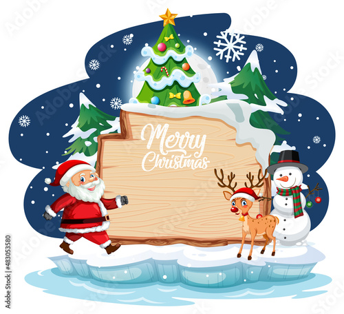 Empty banner with Santa Claus and friends