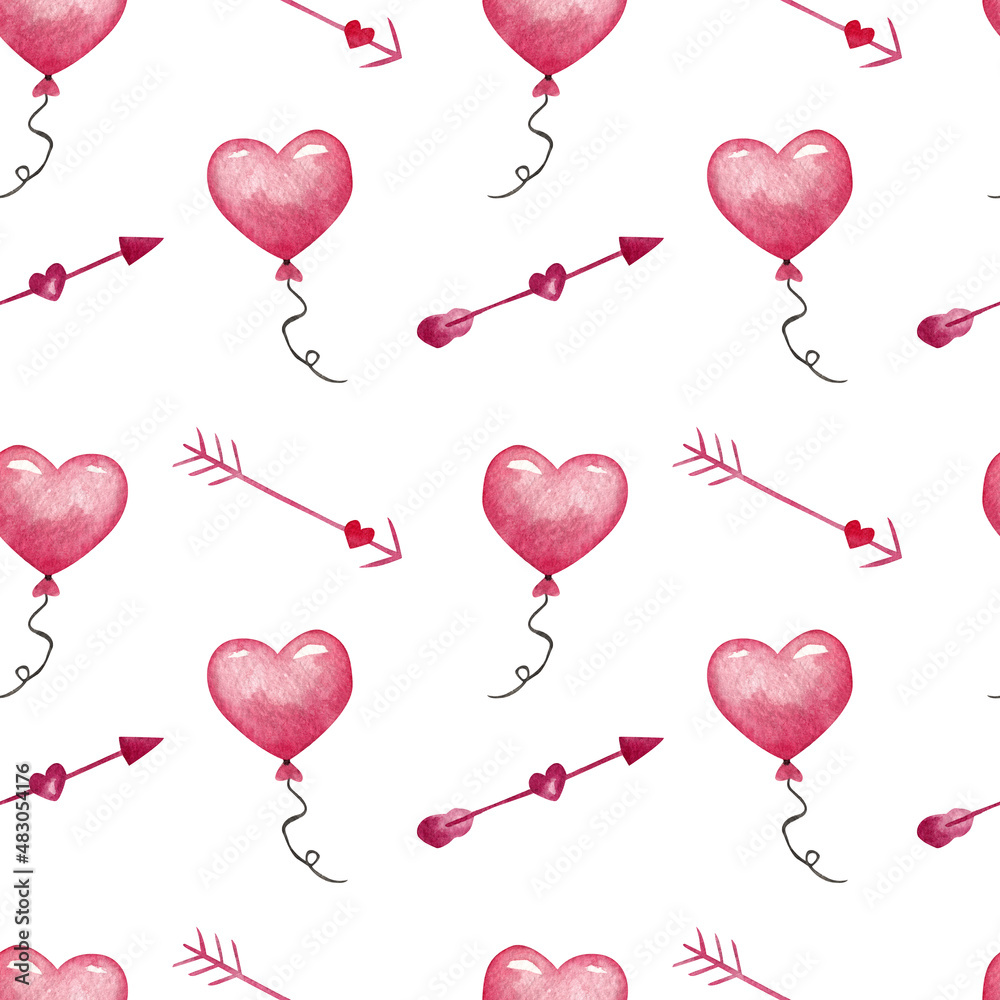 Valentine's Day. watercolor pattern