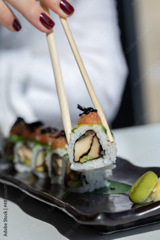 Vegan Sushi rolls Japanese cuisine Stock Photo | Adobe Stock