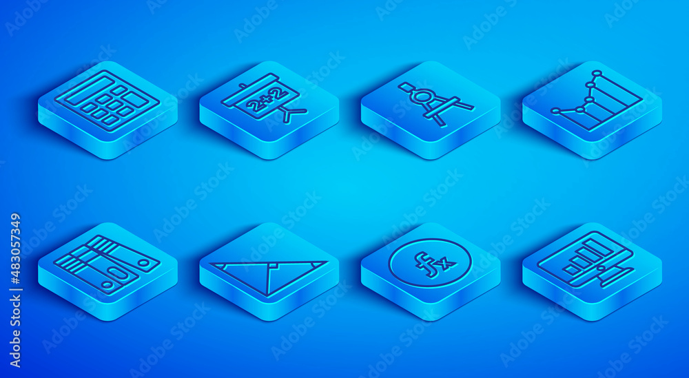 Set line Calculator, Chalkboard, Drawing compass, Angle bisector of  triangle, Function mathematical symbol, Graph, schedule, chart, diagram,  Office folders and Computer monitor with graph icon. Vector Stock ベクター |  Adobe Stock