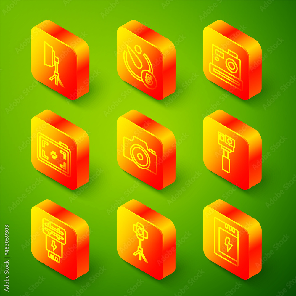 Set line Softbox light, Camera timer, Photo camera, Action, flash and icon. Vector Set line Softbox light, Camera timer, Photo camera, Action, flash and icon. Vector
