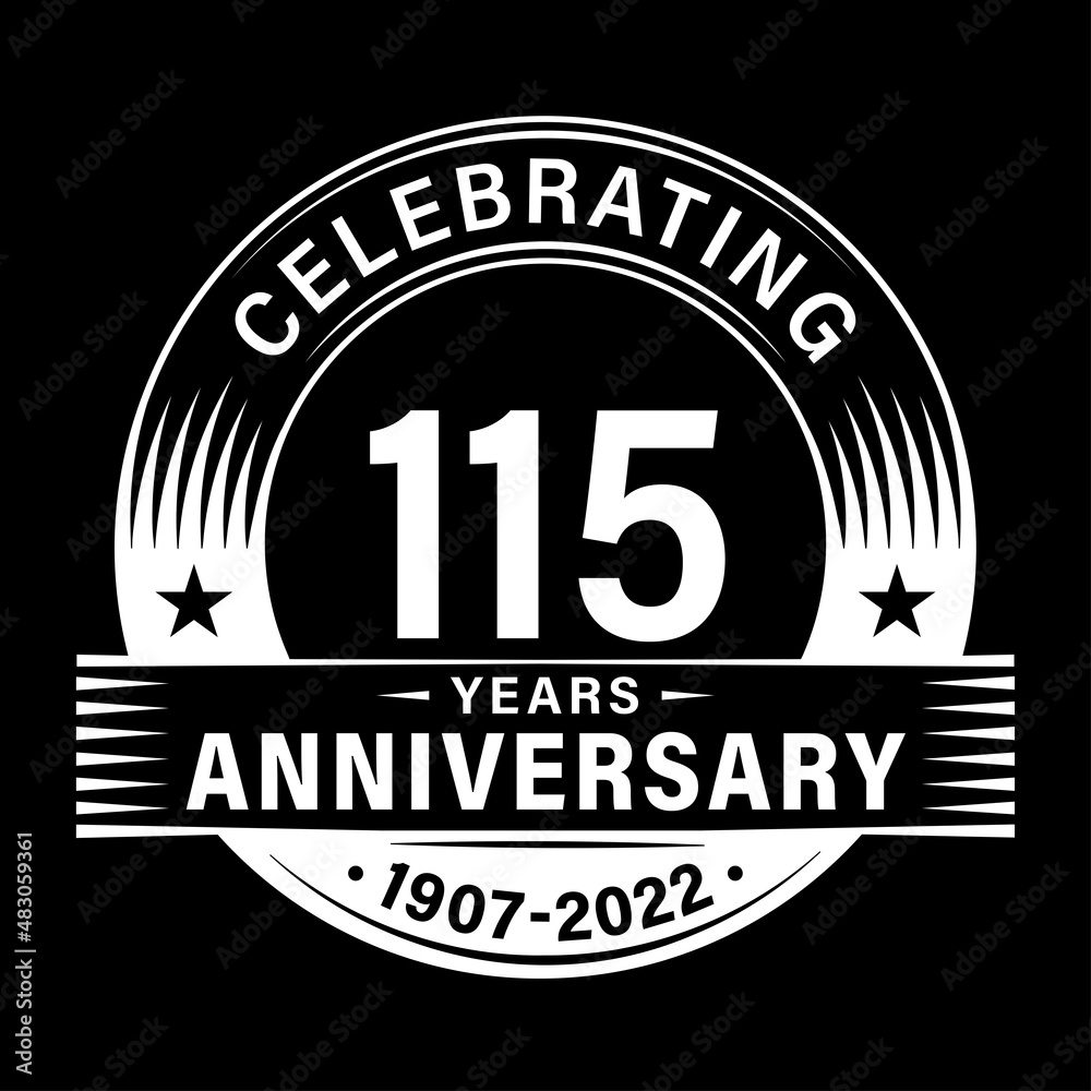 115 years anniversary celebration design template. 115th logo vector illustrations.