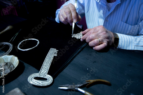 Canvas Print Process of making silver filigree