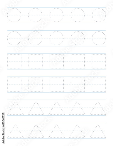 Tracing shapes worksheet for preschool
