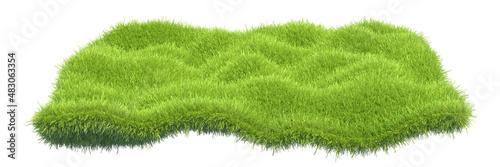 a square piece of cut grass. 3d illustration.