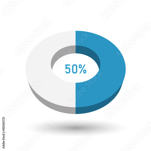 50 percent 3D vector pie chart